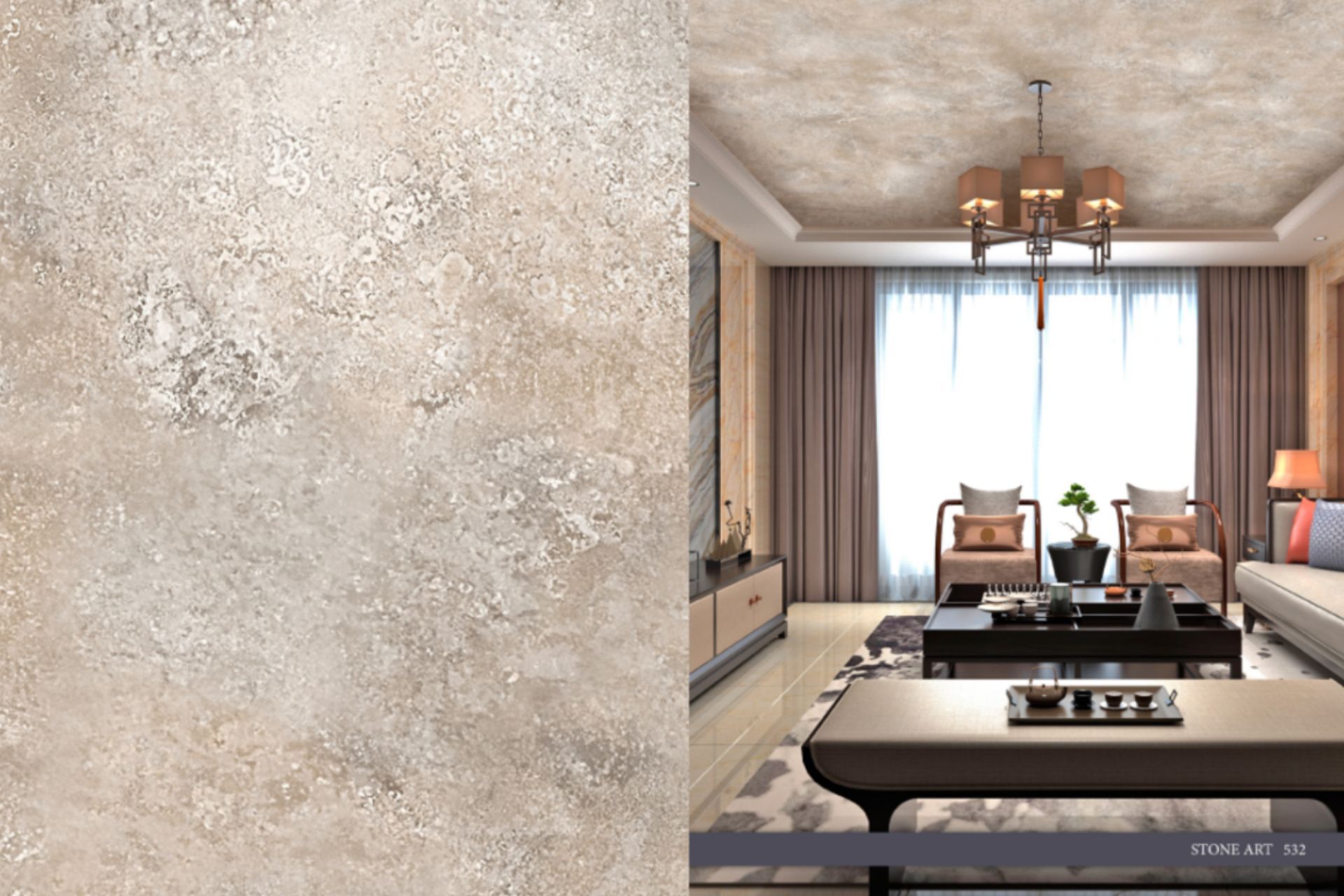 A living room with a couch , chairs , a coffee table and a chandelier.