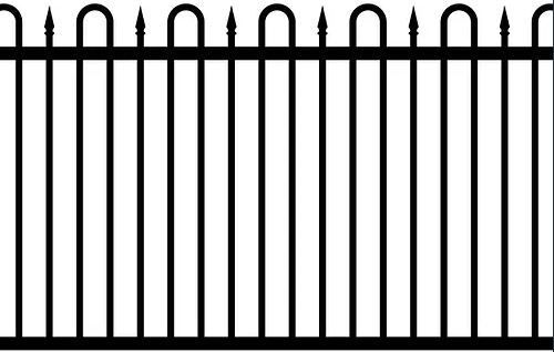 A black and white fence with a lot of bars on a white background.