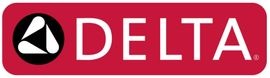 Delta logo: white "DELTA" text, corporate logo on a red rectangle.