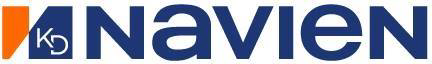 Navien logo with blue text and orange and blue shapes.