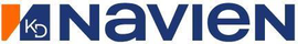 Navien logo with blue text and orange and blue shapes.