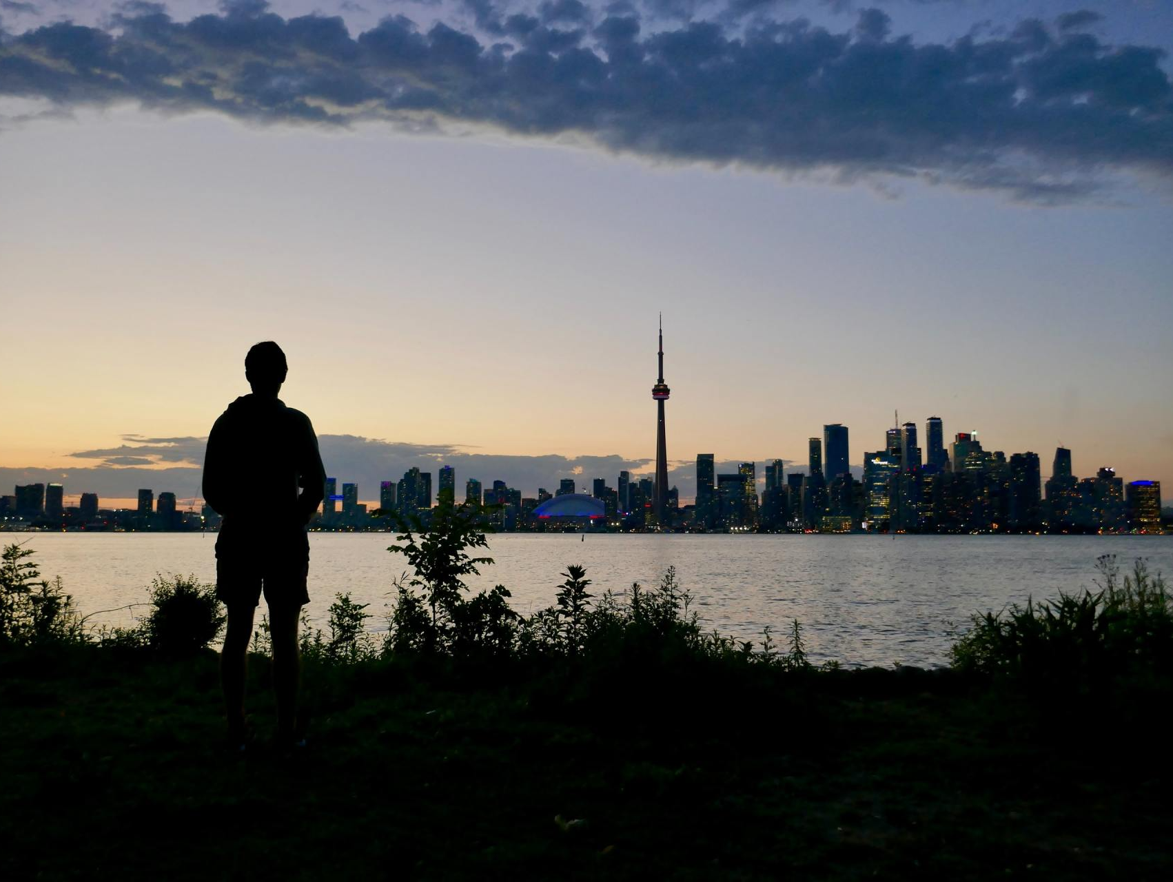 A person overlooking Toronto's skyline