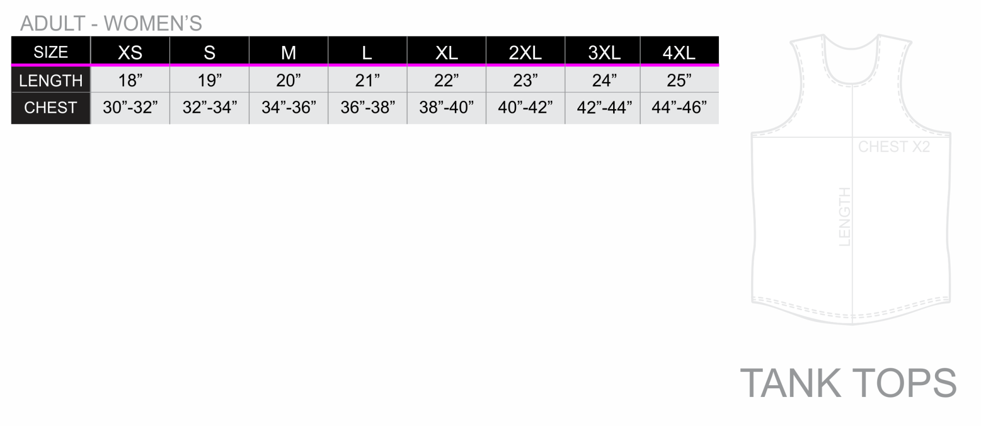 All over print tank top sizing chart zexez