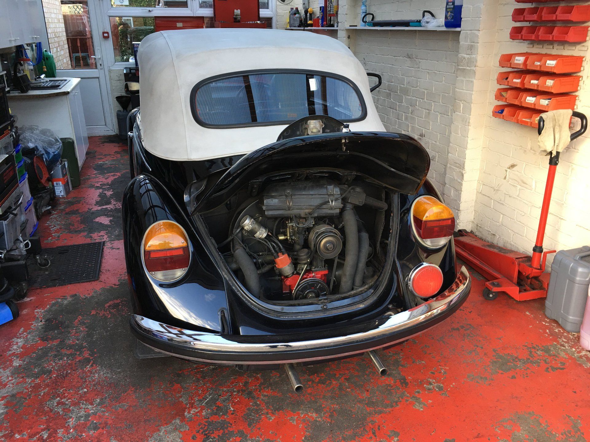 classic car with boot open