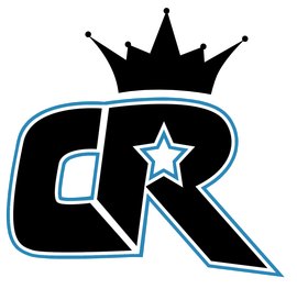 A black and blue logo with a crown and a star.