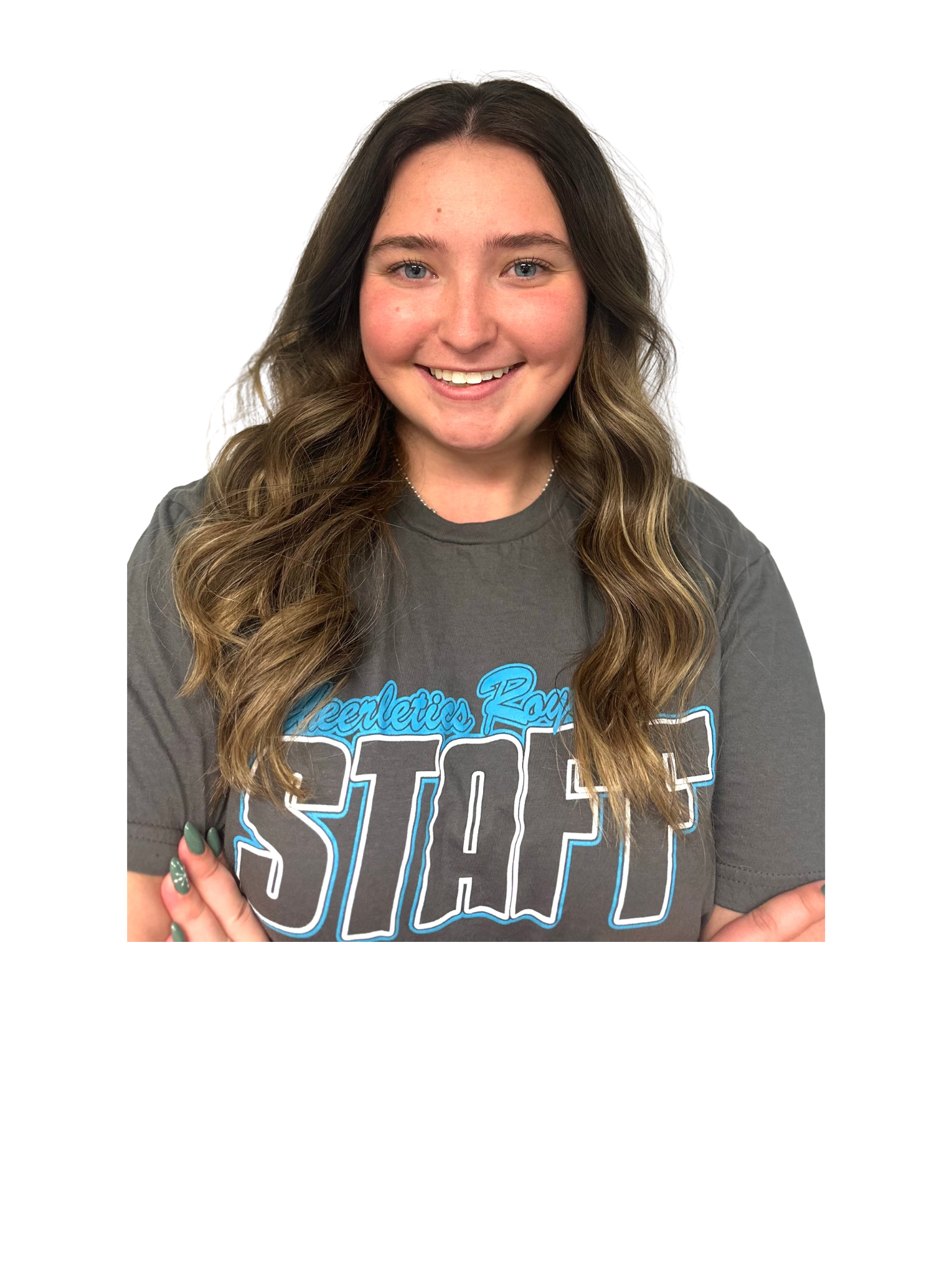 A woman is celebrating her victory with her fists in the air.