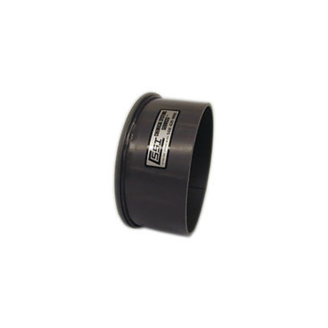 A black cylinder with a label on it on a white background.