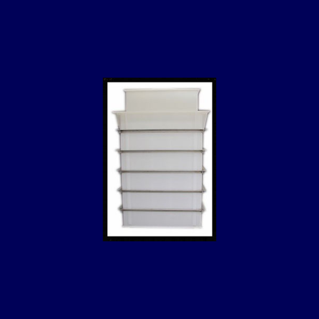 A picture of a stack of white boxes on a blue background.