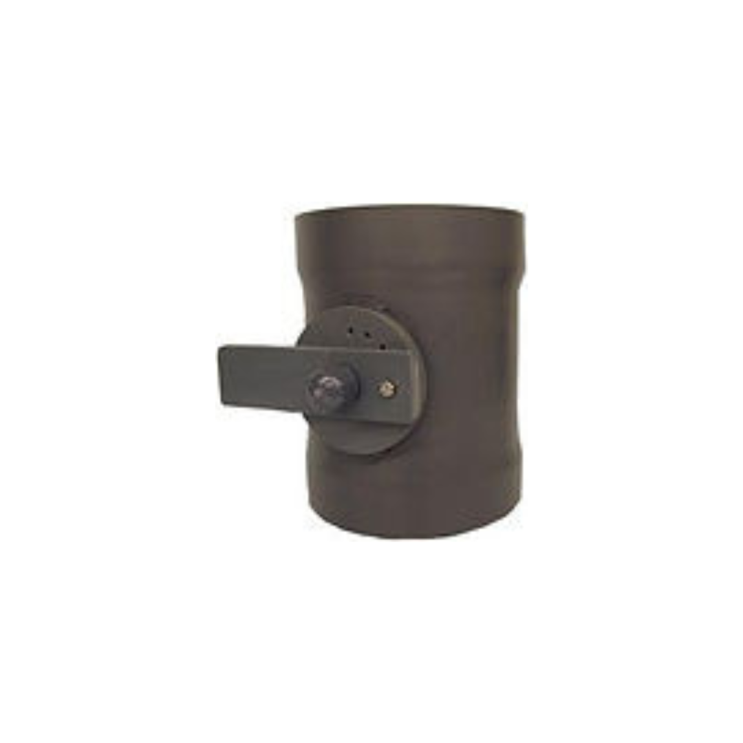 A black pipe with a handle on it on a white background.