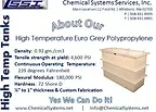 An advertisement for high temp tanks with a picture of a tank.