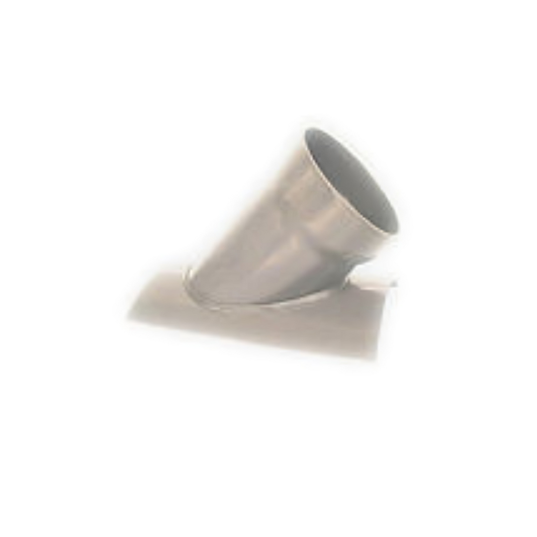 A close up of a metal pipe on a white background.