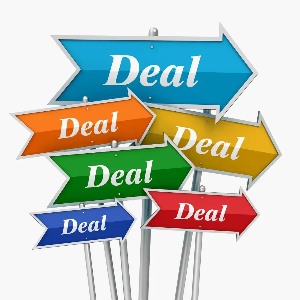 Colorful arrow signs pointing in different directions, each labeled