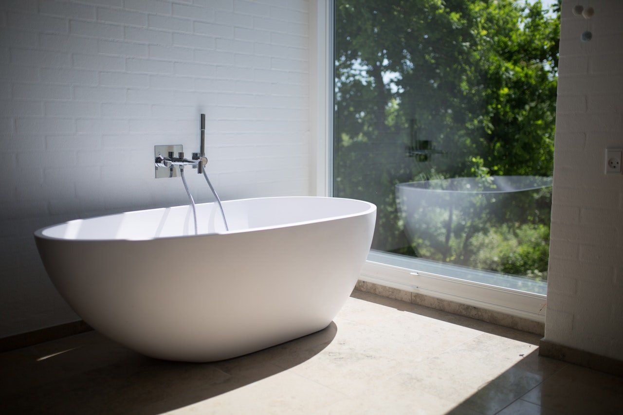 Simple bathtub with outside view