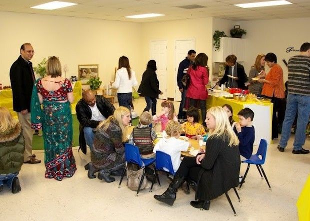 Montessori classroom full of parents and students
