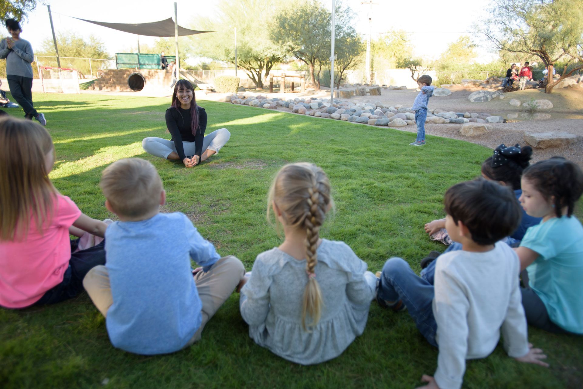 Montessori children during a yoga class