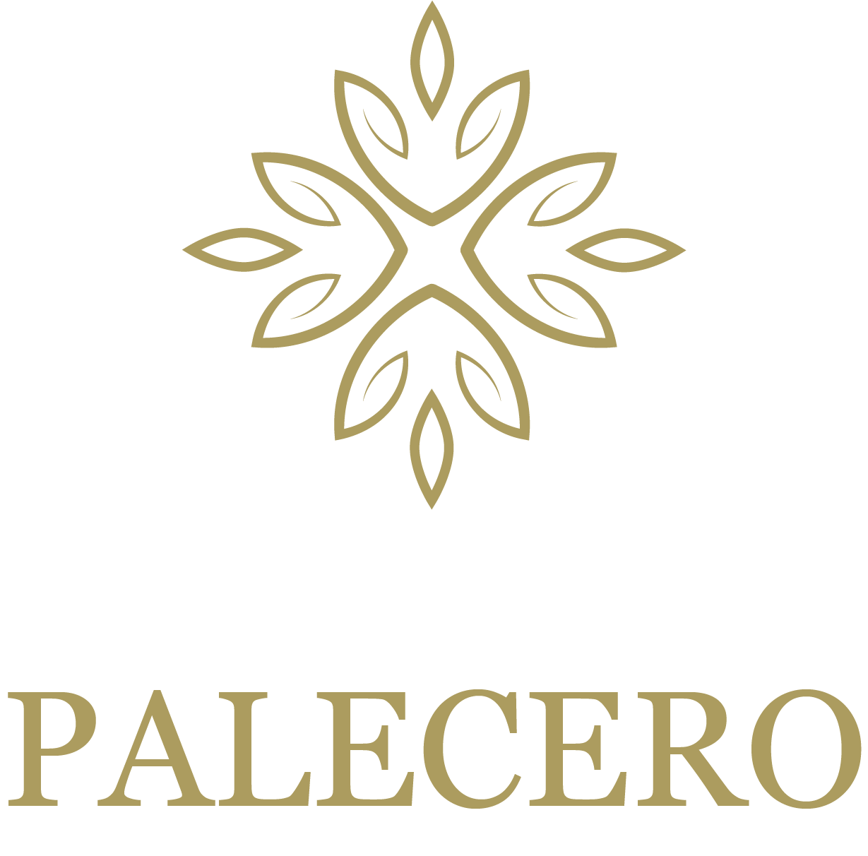 A logo for palecero with a flower and leaves on a white background.