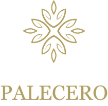 A logo for palecero with a flower and leaves on a white background.