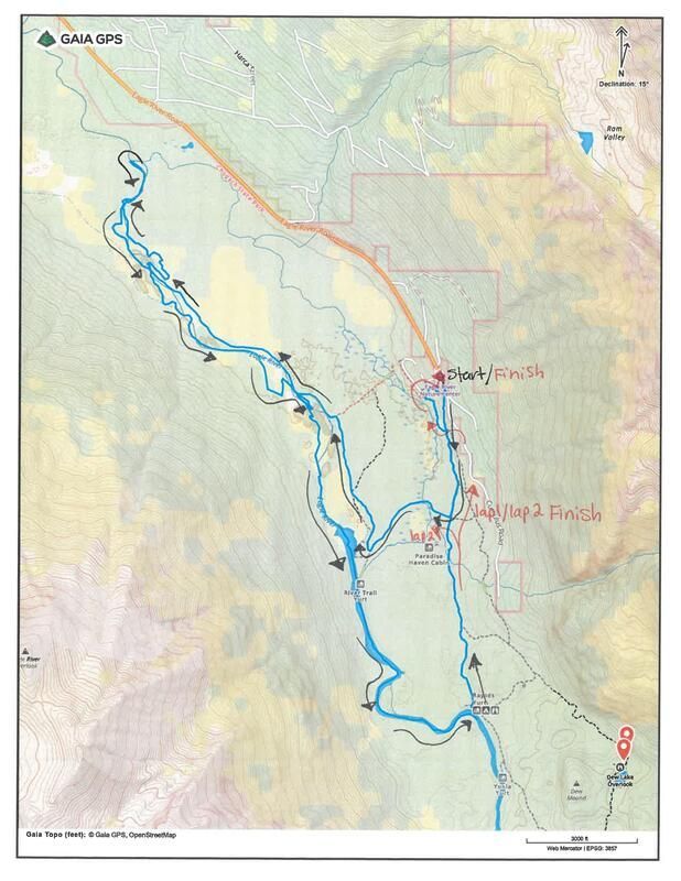 A map of a river with mountains in the background