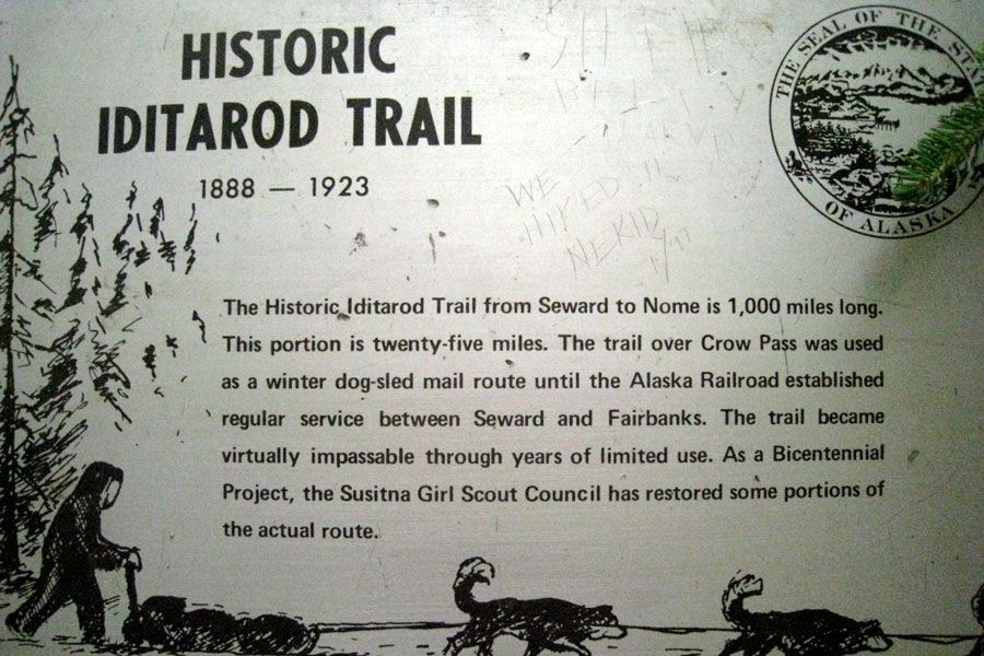 A paper that says historic iditarod trail on it