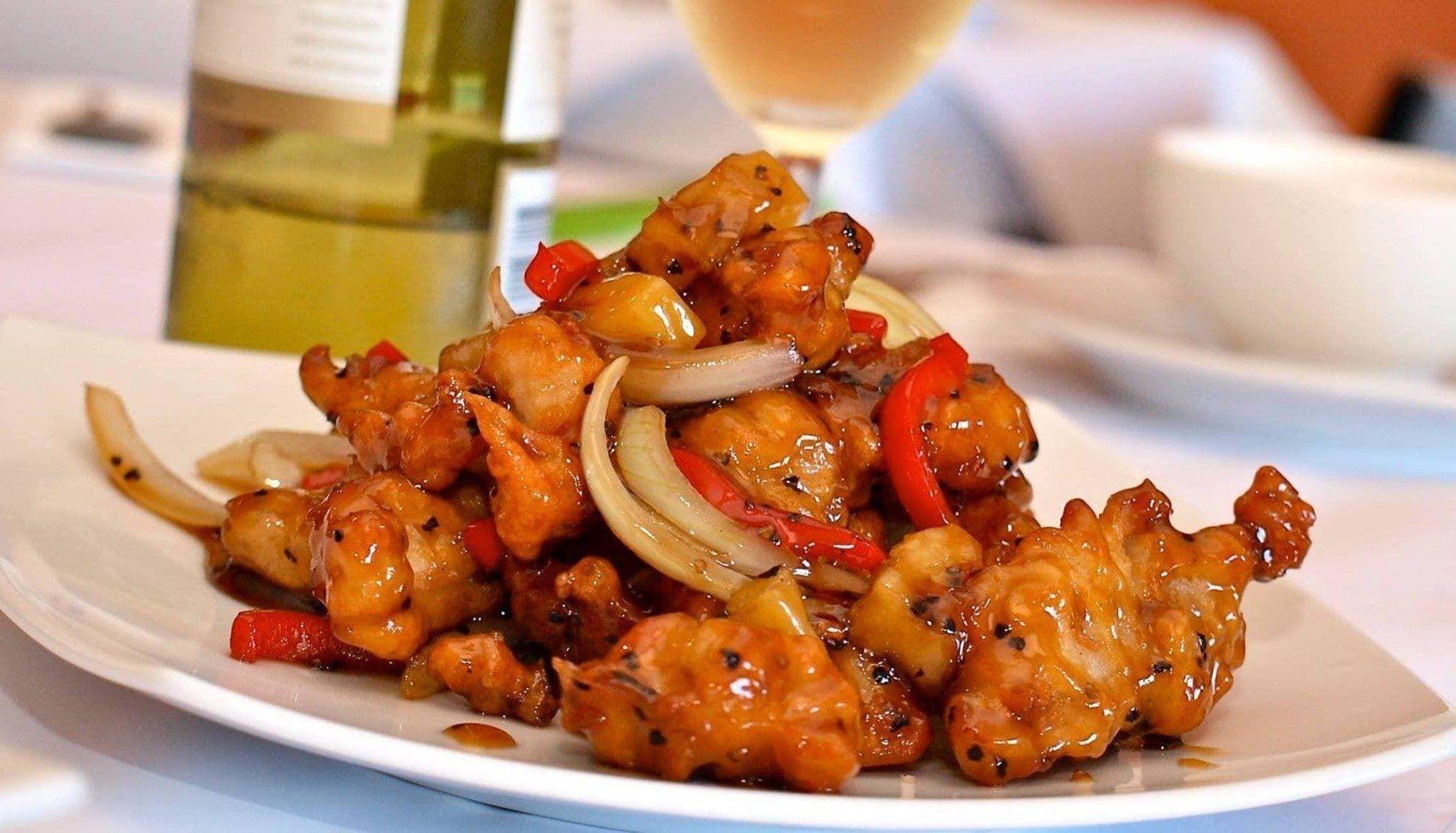 Plate of Sweet and Sour Chicken — L'il Buddha Asian Cuisine in Salamander Bay, NSW
