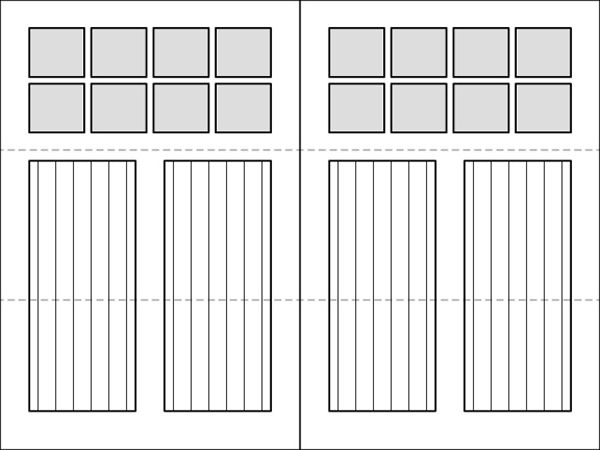 Two sheets of paper with a grid of squares on them.
