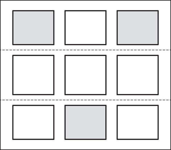 A black and white drawing of a grid of squares on a white background.