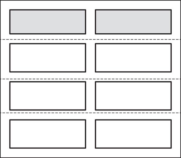 A black and white drawing of a row of rectangles on a white background.