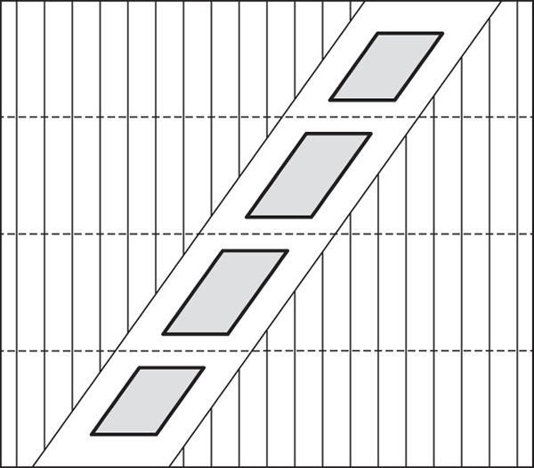 A black and white drawing of a staircase with squares on it.
