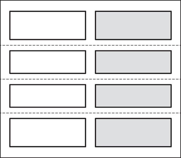 A black and white drawing of a row of rectangles on a white background.