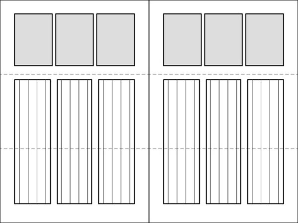Two sheets of paper with a grid of squares on them.
