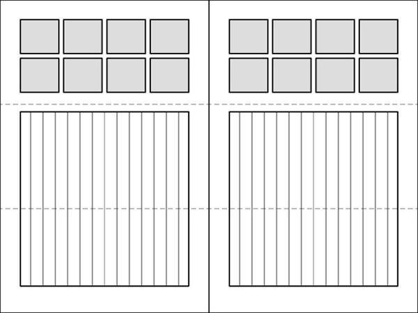 Two sheets of paper with a grid of squares on them.