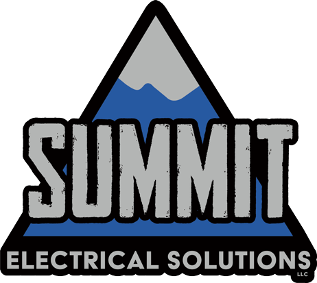 A logo for summit electrical solutions with a mountain in the background