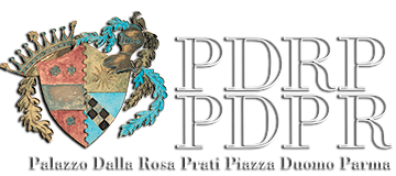 Logo of Palazzo Dalla Rosa Prati in Parma: heraldic shield, 