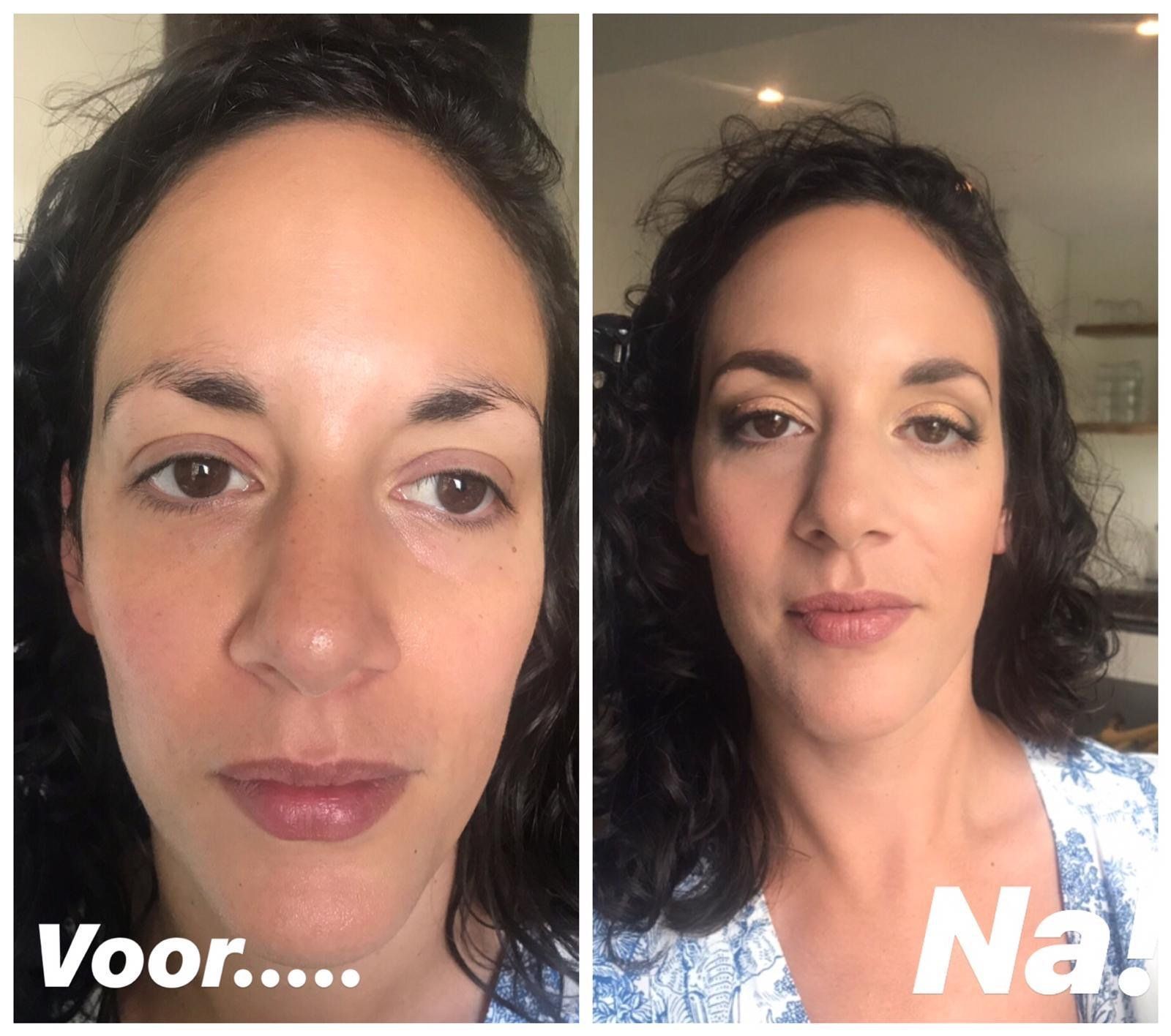 Voor en Na foto voor bruidsmakeup
