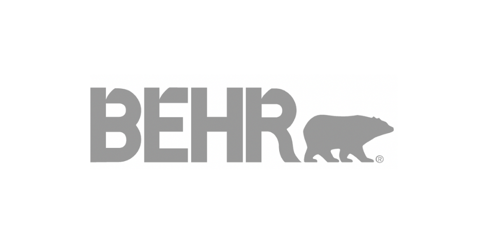 A behr logo with a bear on it on a white background.