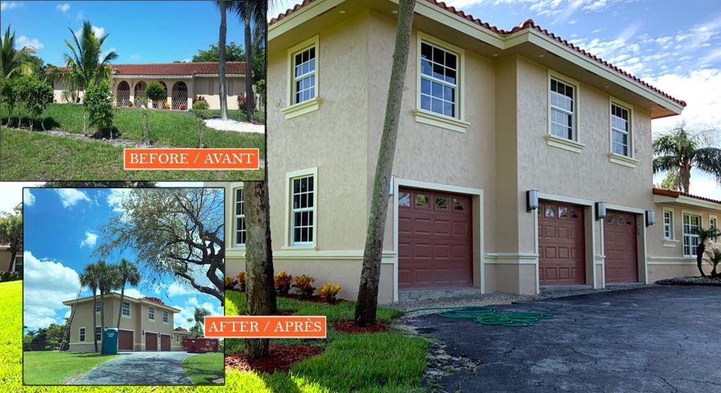 A picture of a house before and after being painted