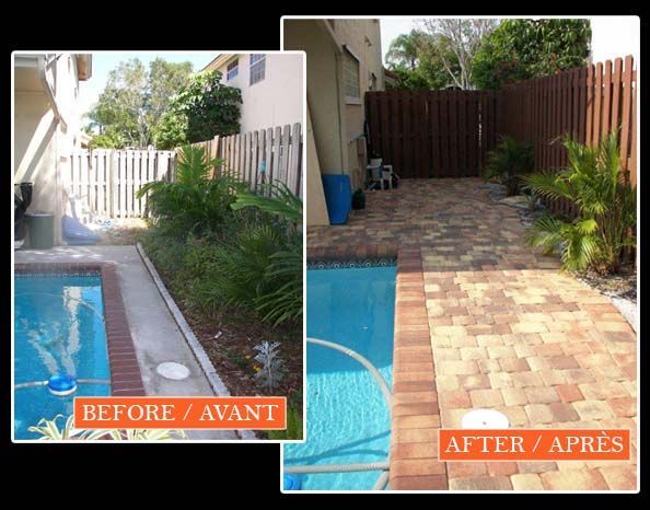 A before and after photo of a swimming pool