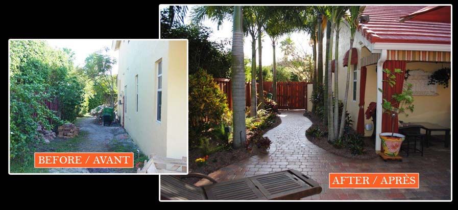 A before and after photo of a house