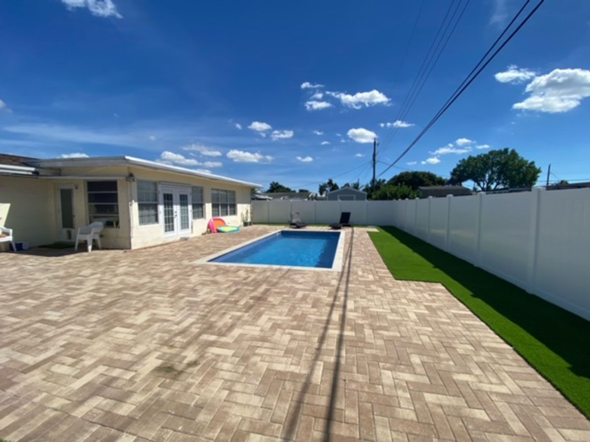 A house with a swimming pool in the backyard