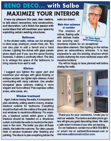 A magazine article about reno deco with salbo