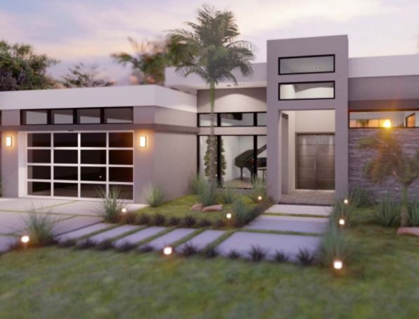 A modern house with a piano in the living room