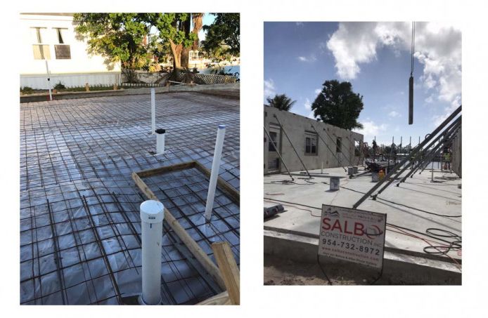 A picture of a construction site and a picture of a building under construction.