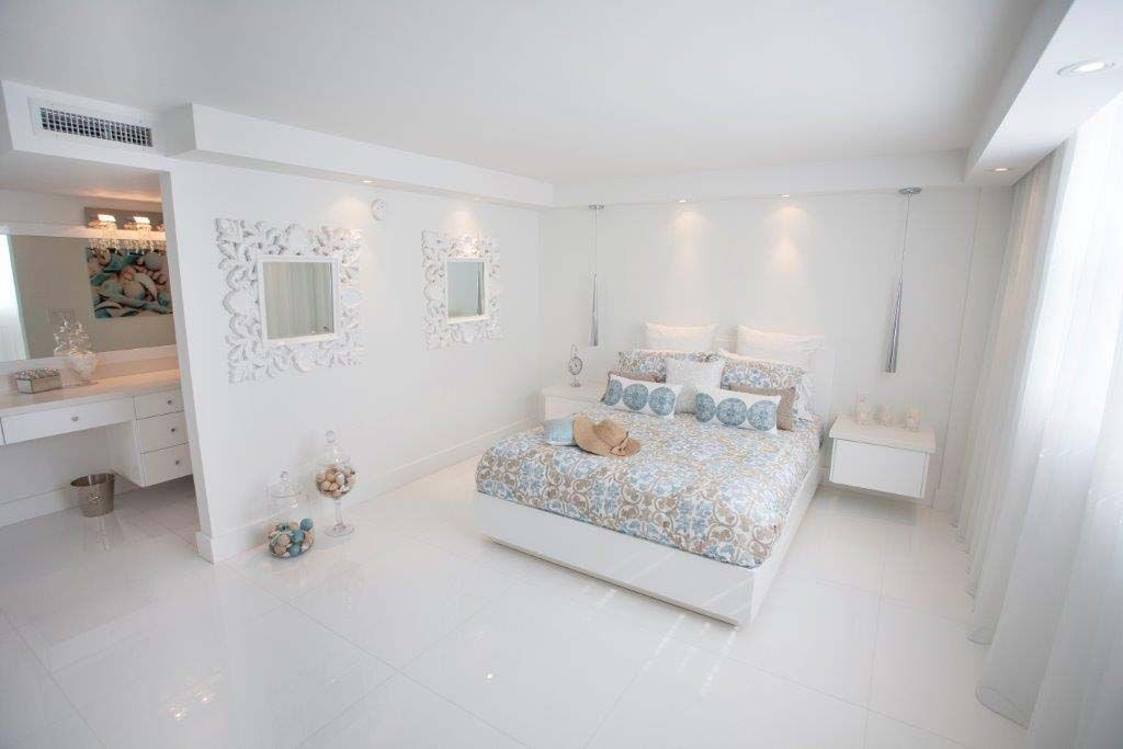 There is a large bed in the middle of the room.