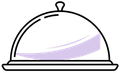 A line drawing of a dome shaped tray with a lid.