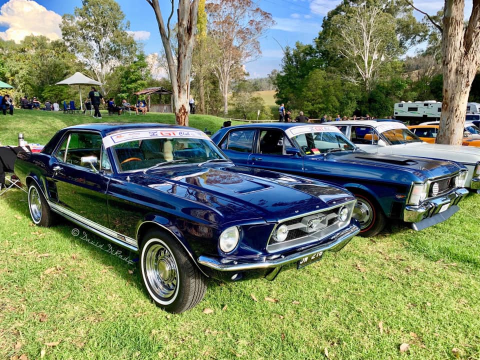 a black classic Ford muscle car
