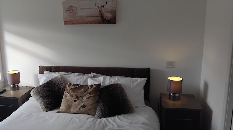 A modern Scottish themed guest room at The Station Hotel in Insch, Aberdeenshire, Scotland