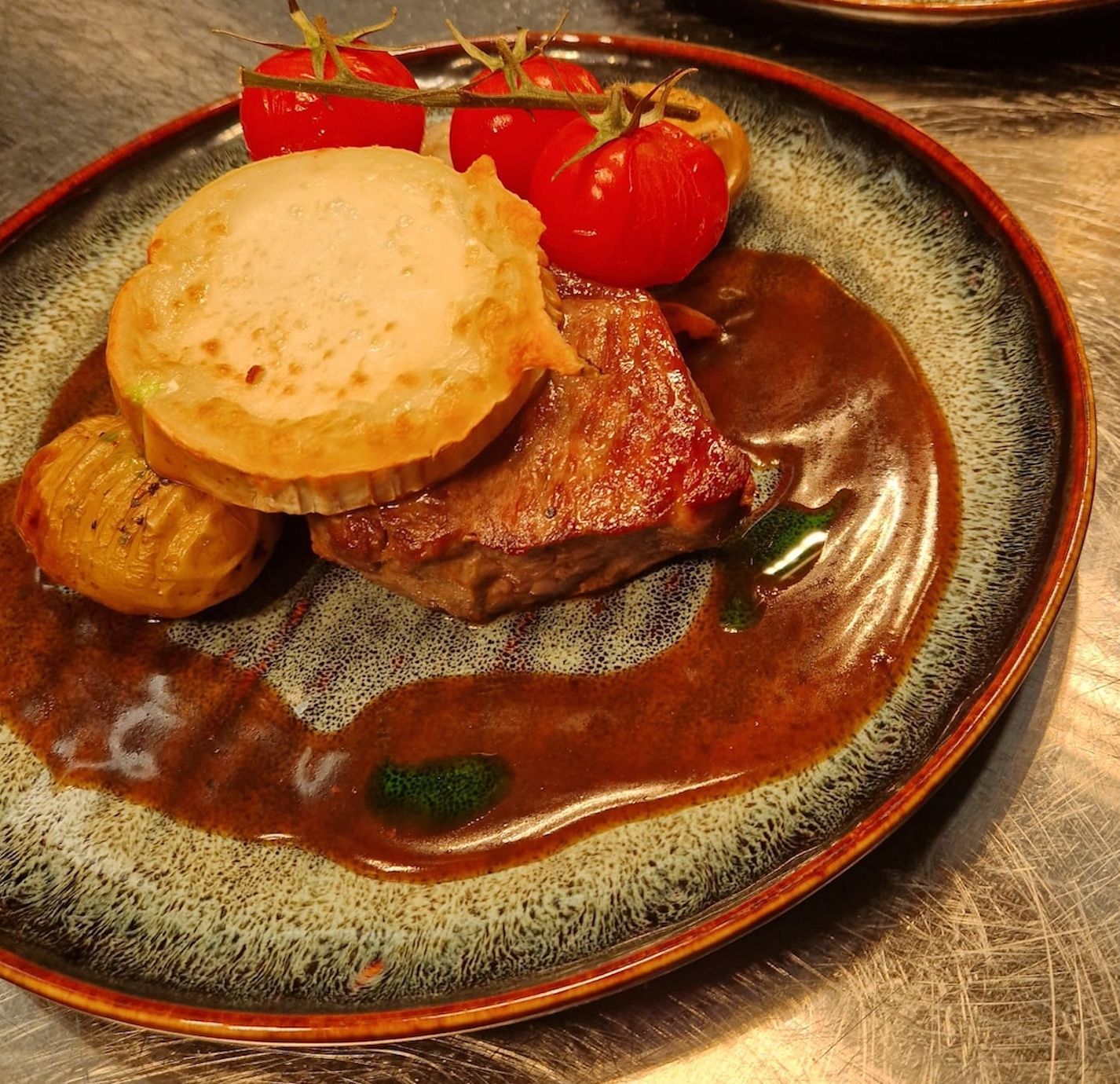 A dish containing sirloin steak
