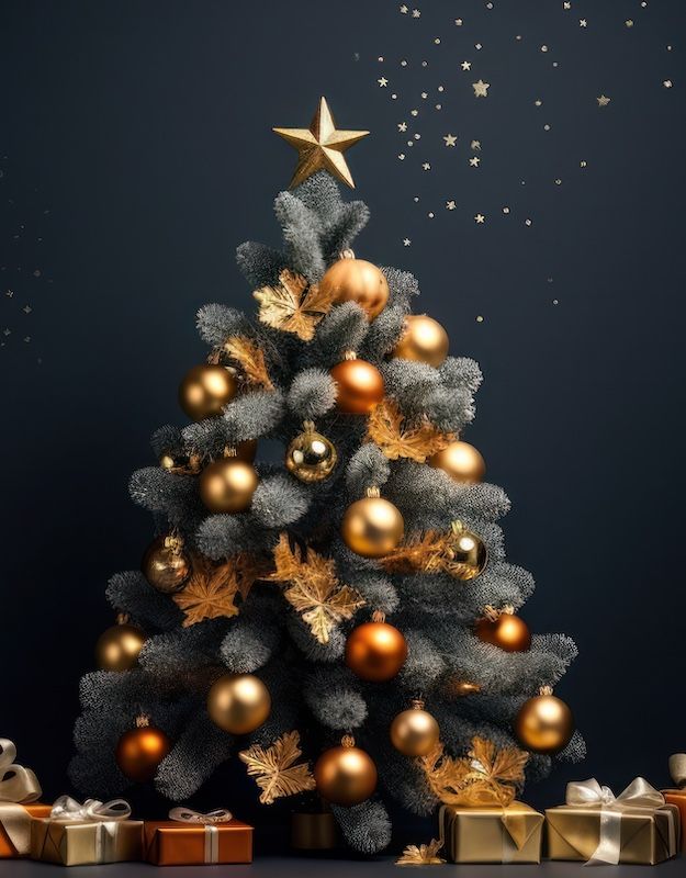 Christmas tree with shiny baubles