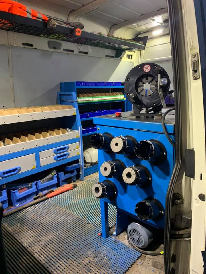 blue metal work and pipes