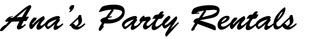 A black and white logo for ana 's party rentals